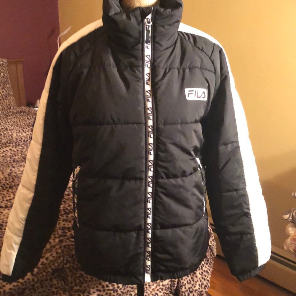 Stylish Black FILA Puffer Winter Coat